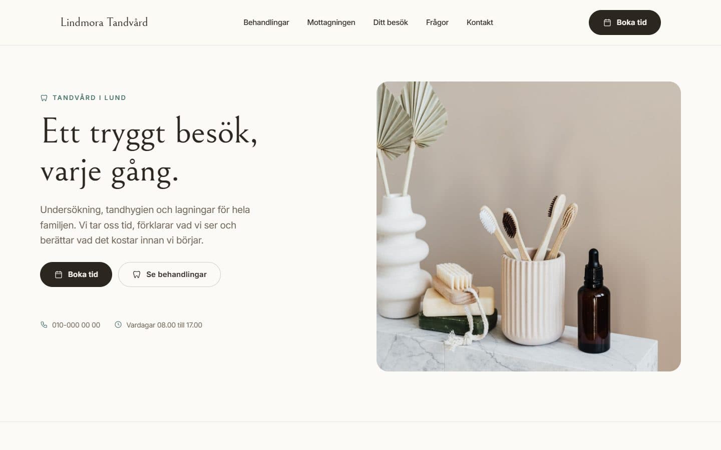 Lindmora Tandvård, ett designexempel, i en dator
